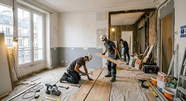Chantier de rénovation intérieure : ouverture de mur porteur et pose de parquet
