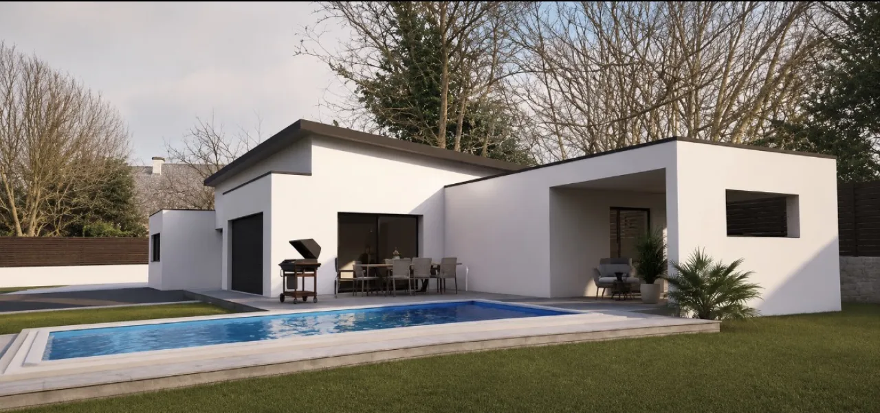 Maison contemporaine plain-pied avec piscine à Plouzané — Plouzané